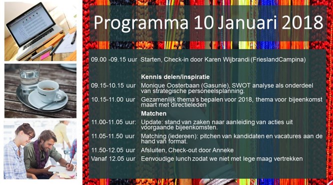 HR bijeenkomst 10 januari 2018 13.00 uur FrieslandCampina productielocatie Beilen