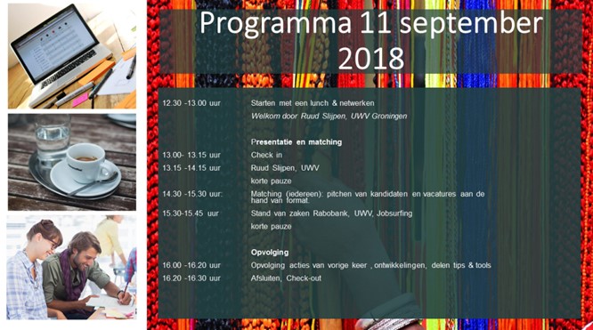 Programma HR bijeenkomst 11 september, bij UWV Groningen in Groningen
