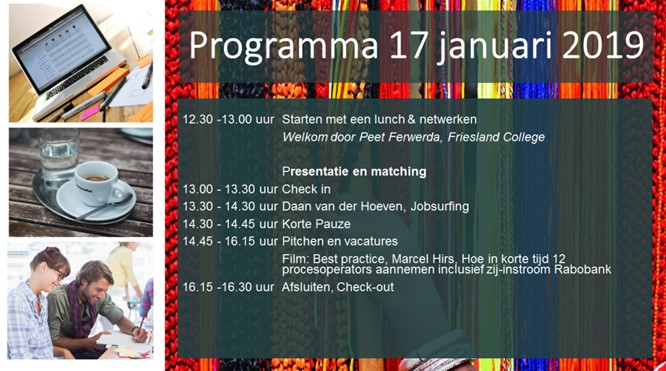 Programma donderdagmiddag 17 januari 2019, Friesland College in Leeuwarden: